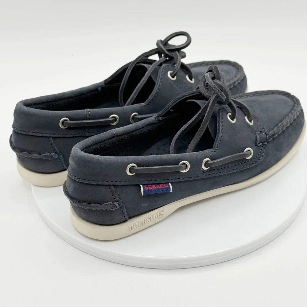 Sebago Docksides Boat Shoes‎ Size 5 Womens Jacqueline Navy Nubuck NEW